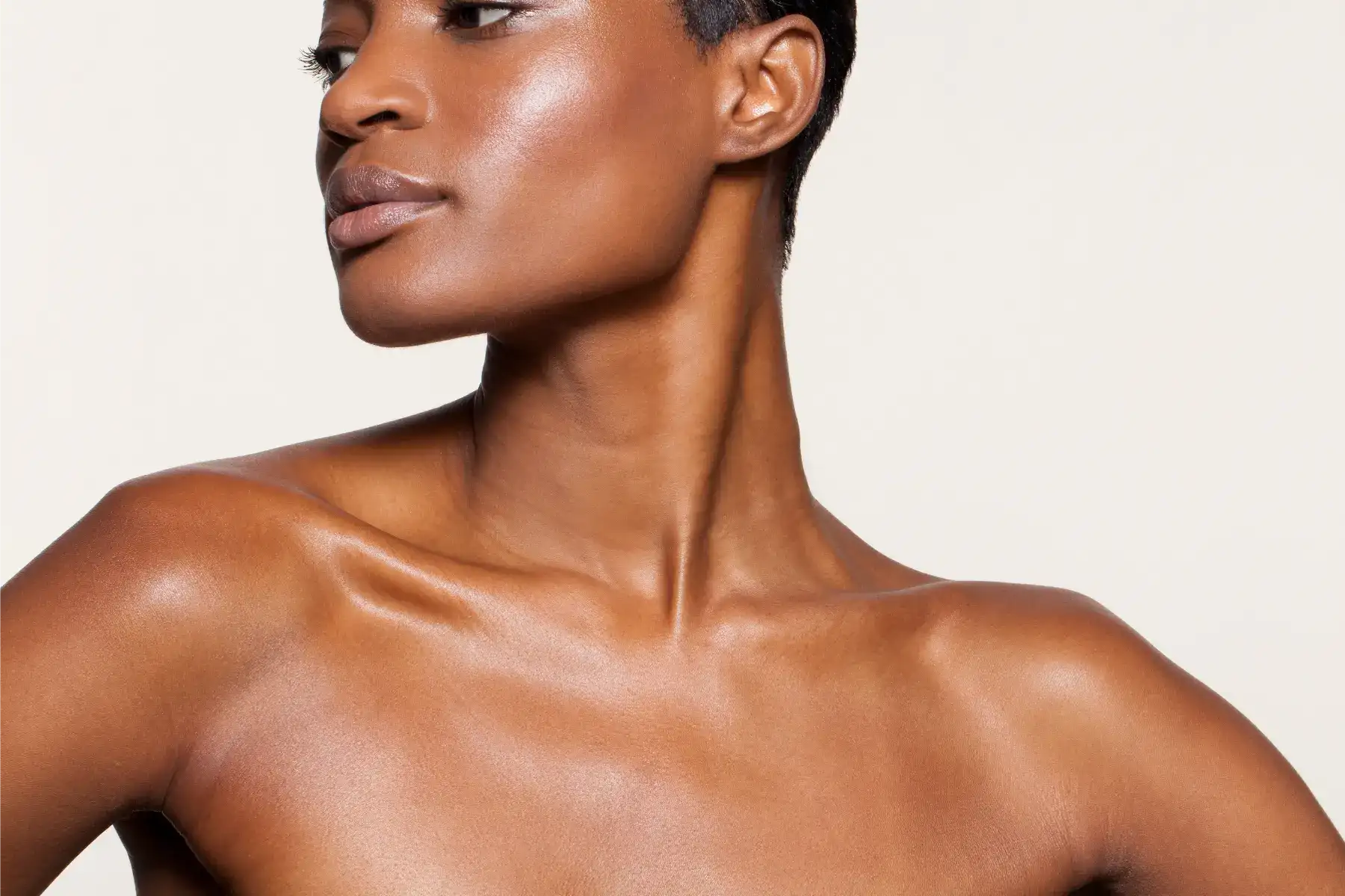 Close‑up of a neck showing skin tightening results