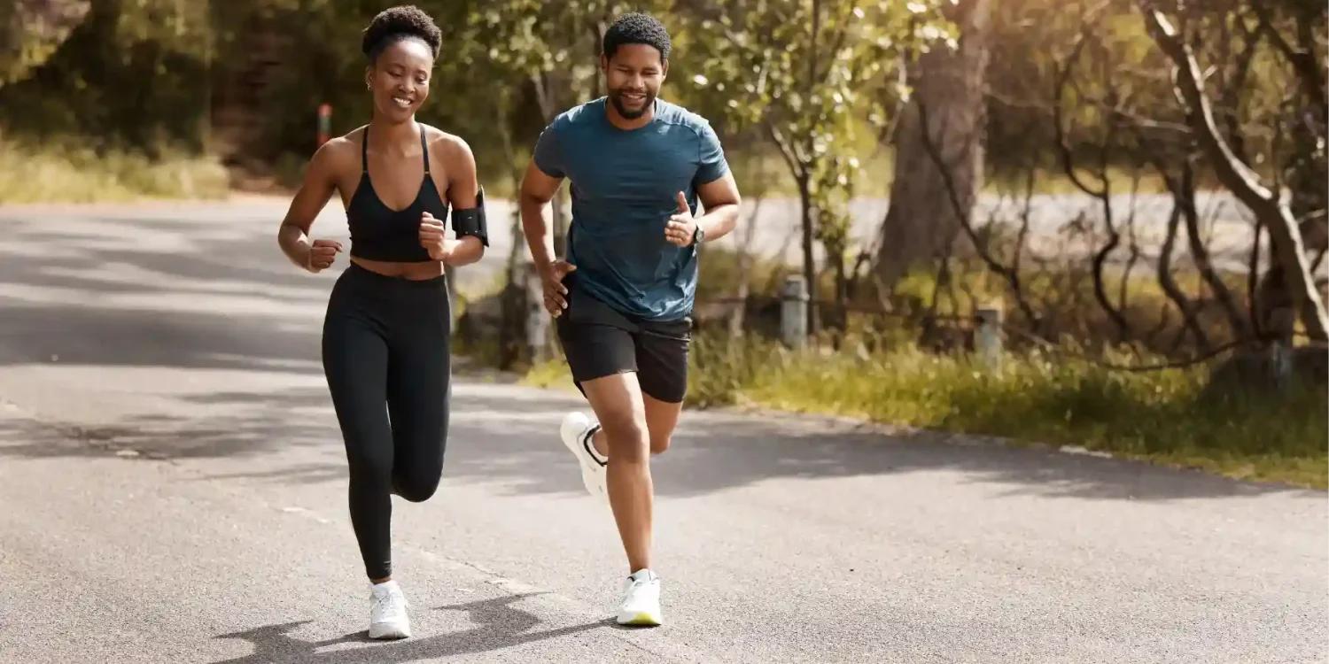 A couple jogging