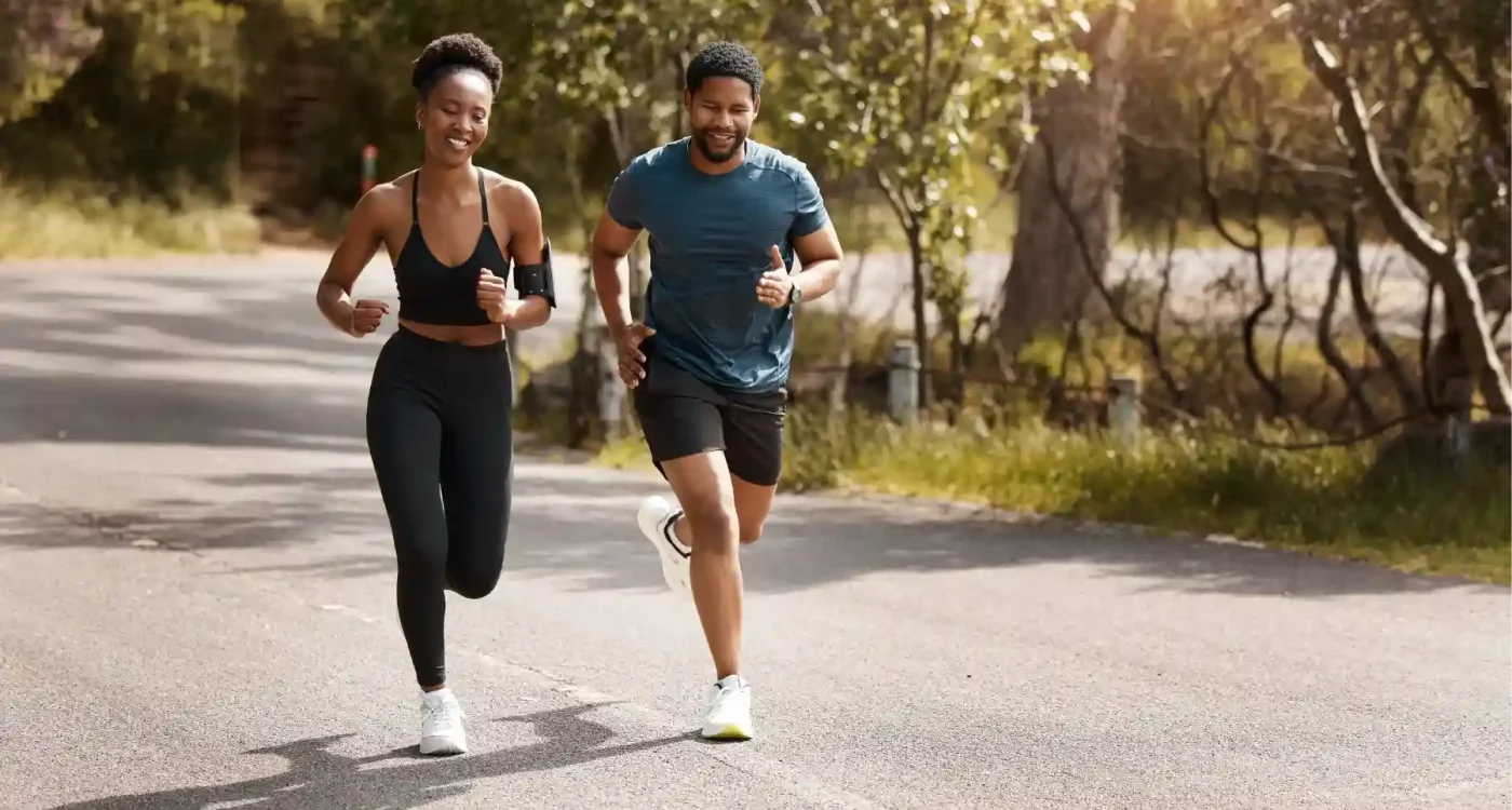 A couple jogging